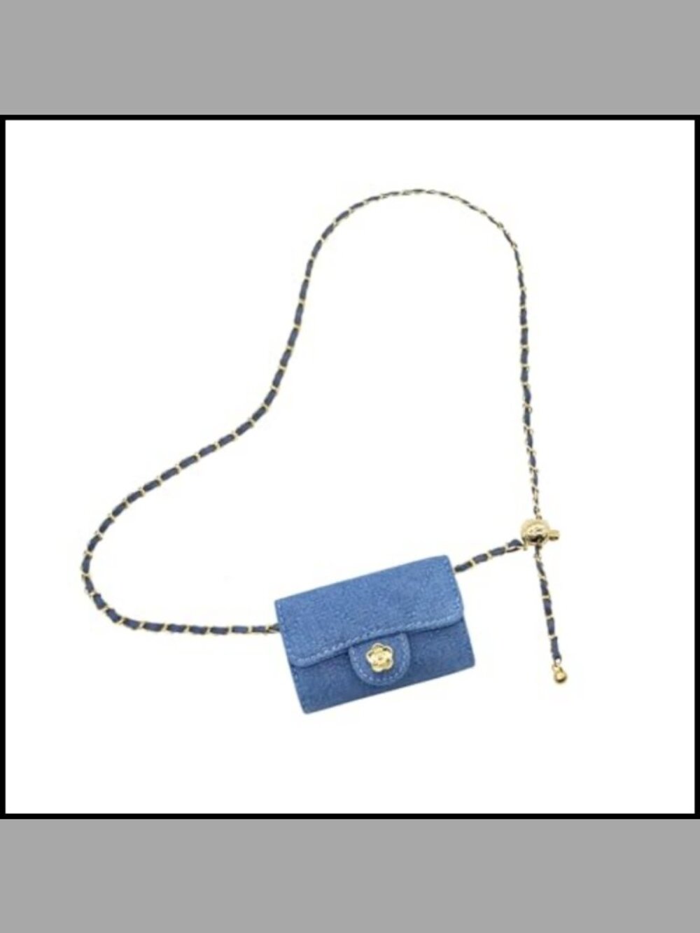 Mini Quilted Denim Belt Bag Crossbody Fanny Pack Detachable Chain